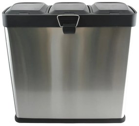 Matt ezüstszínű acél szelektív pedálos szemetes 3x20 l Tri Selectif – MSV