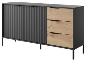 Fekete komód tölgy artisan kialakítással RAVE 153 2D3S