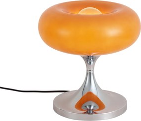 Retro asztali lámpa króm narancssárga üveg búrával 31 cm - Glaze