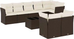 vidaXL 9 részes barna polyrattan kerti ülőgarnitúra párnákkal
