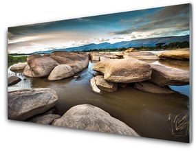 Üvegkép falra szikla táj 100x50 cm