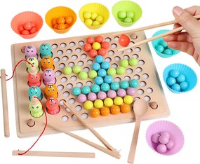 2 az 1-ben Montessori fajáték horgászás és golyós kirakó