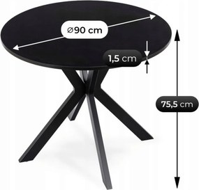 Stół LAUREN 90 cm Czarny