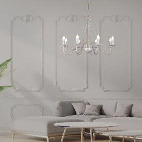 MALBO láncos csillár 8xE14/10W/230V fehér/arany/patina
