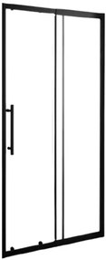 Stuxi Sydney Black 110 cm széles toló zuhanyajtó 6 mm vastag vízlepergető biztonsági üveggel, fekete elemekkel, 200 cm magas