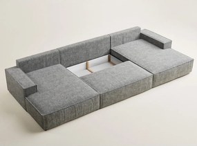 Szürke zsenília kinyitható-tárolóhelyes sarokkanapé (U alakú) Kyoto – Maison de Rêve