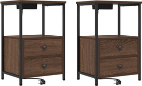 vidaXL Éjjeliszekrény 2 pcs Barna Tölgy 40 x 31 x 60 cm Faanyag