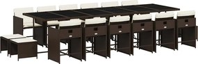 vidaXL 17 részes barna polyrattan kerti ülőgarnitúra párnákkal
