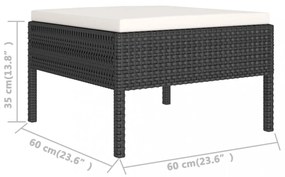 2 részes fekete polyrattan kerti bútorszett párnákkal
