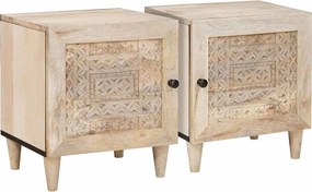 vidaXL Éjjeliszekrény 2 pcs Bézs 40 x 33 x 46 cm Tömör akácfa