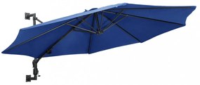 Kék falra szerelhető napernyő fémrúddal 300 cm