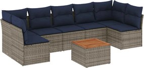 vidaXL 8 részes szürke polyrattan kerti ülőgarnitúra párnával