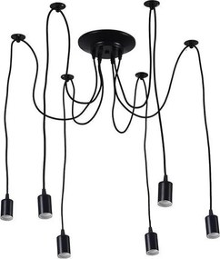 Tápkábel 6xE27/60W/230V pók fekete