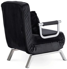 Ágyazható Fotel BART Fekete Bársony Kárpittal.