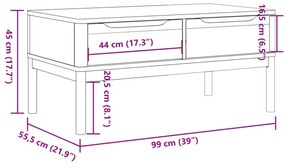 FLORO viaszbarna tömör fenyőfa dohányzóasztal 99 x 55,5 x 45 cm
