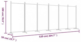 6 paneles barna szövet paraván 520x180 cm