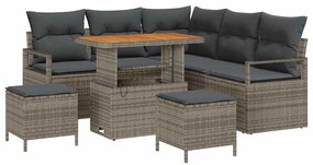 vidaXL Kerti Kanapé Szett párnával 8 pcs Szürke polirattan