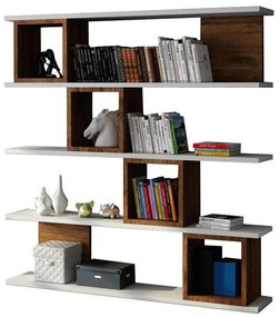 könyvespolc Wind - White, Walnut