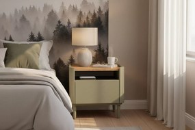 Elivo éjjeliszekrény 50 cm fiókkal, fém lábakon - eukaliptusz / baltic dune tölgy