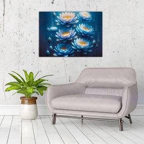 Üveg kép - Tavirózsák a víz alatt (70x50 cm)