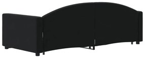 fekete kihúzható bársony heverő 90x200 cm