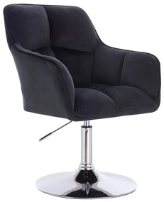 HR550N Fekete modern velúr szék krómozott lábbal