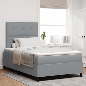Boxspring Ágy Matraccal Világosszürke Kis Kétszemélyes Szövet