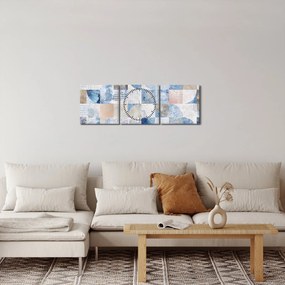 Kép - Geometrikus formák a falon (órával) (90x30 cm)