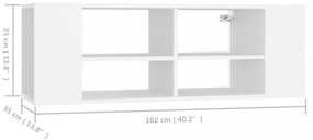 fehér szerelt fa falra szerelhető TV-szekrény 102 x 35 x 35 cm