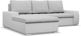 Toronto sarokkanapé, 2 ágyneműtartóval, fonott + műbőr, baloldali, szürke - fehér