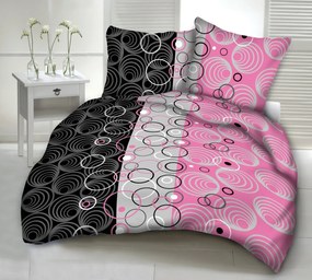 MODERN PINK CIRCLES pamut ágynemű DeLuxe Ágynemű mérete: 140x200 cm, A csomag tartalma: Készletcsomagolás