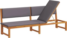 vidaXL Napozó párnával Olaj Természetes 200 x 57 x 75 cm Tömör akácfa