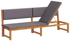 vidaXL Napozó párnával Olaj Természetes 200 x 57 x 75 cm Tömör akácfa