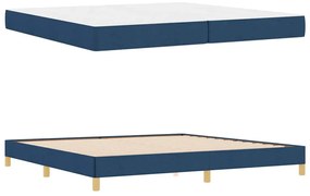 Boxrugós ágy Kék és Barna 200 x 200 cm Textil és mérnöki fa