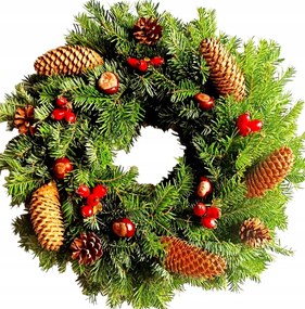 Dívány lájfhekk Élő koszorú gesztenyével, sírra, karácsonyra 40cm [BN-G21]