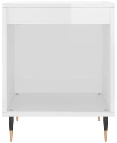 2 db magasfényű fehér szerelt fa éjjeliszekrény 40x35x50 cm