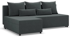 Nobu sarokkanapé, bársony, univerzális oldal, szürke