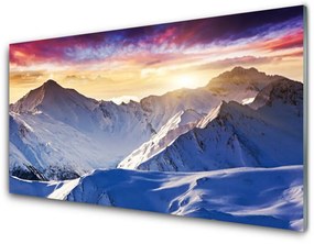 Akril üveg kép Snow Mountain Landscape 100x50 cm 2 fogas