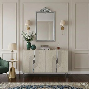 Meyra 120 - White, Travertine, Silver