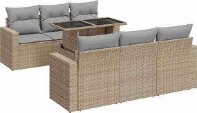 vidaXL 7 részes bézs polyrattan kerti ülőgarnitúra párnákkal