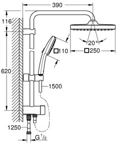 GROHE 26698001 - VITALIO COMFORT 250 zuhanyrendszer fényes króm