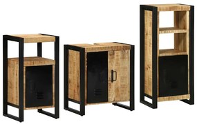 Fürdőszoba bútor szett polcokkal 3 pcs Barna Tömör Mangófát