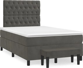 vidaXL sötétszürke bársony rugós ágy matraccal 120 x 200 cm