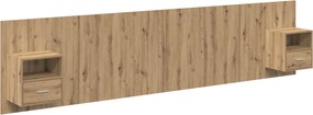 vidaXL Fejtámla Szekrénnyel fiókkal 3 pcs Artisan tölgy Faanyag