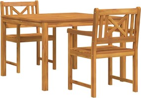 vidaXL Kert étkező szett 3 pcs Barna Tömör akácfa