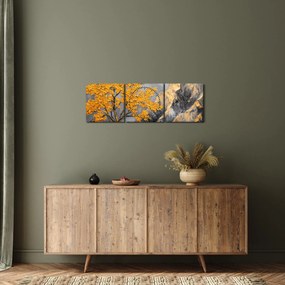 Kép – Arany fa a hegyekben (órával) (90x30 cm)