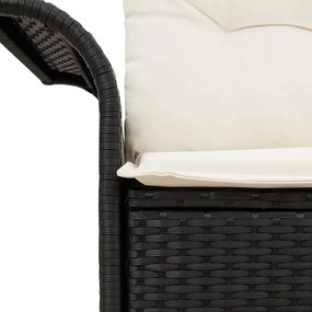2 személyes kertibútor tárolóval és párnákkal, fekete poli rattan