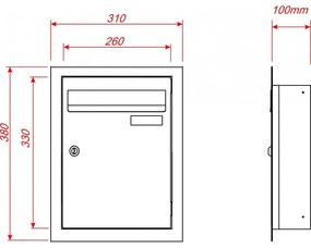 W4 beépíthető postaláda RAL7016 / rozsdamentes