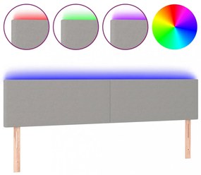 világosszürke szövet LED-es fejtámla 200x5x78/88 cm