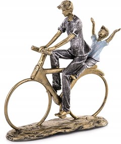 Családi Figura Szerelmes Pár Kerékpáron 25cm Arany Szürke Grafit Fekete
